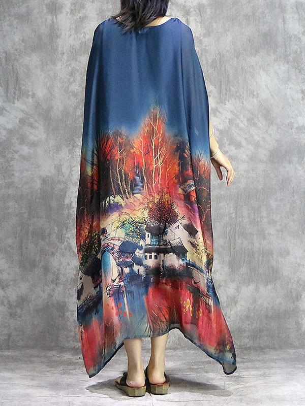 Loose Retro Silk Long Dress