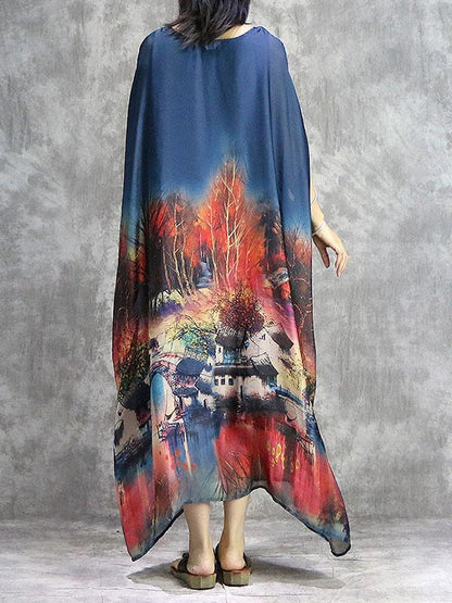 Loose Retro Silk Long Dress