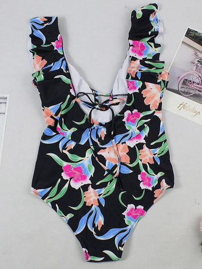 Falbala Printed One-piece Swimwear