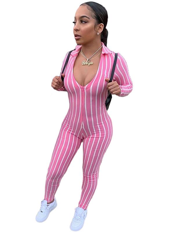Fashion Casual Striped Printed Yoga Jumpsuits