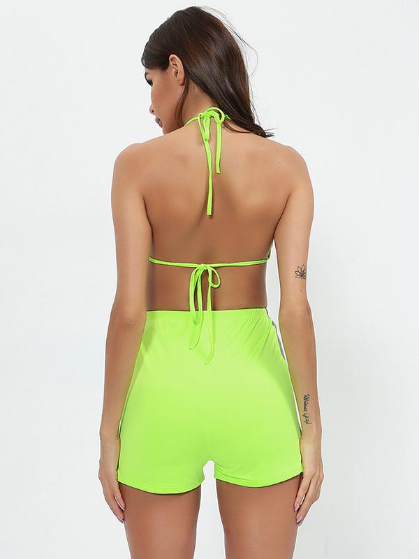 Sexy Tight Reflective Sports Bra&Shorts Suits