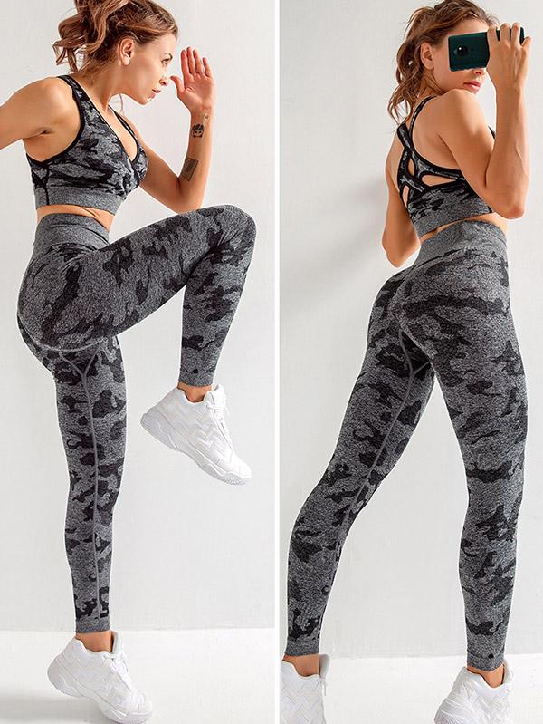 Three-Piece Set Camouflage Yoga Suits