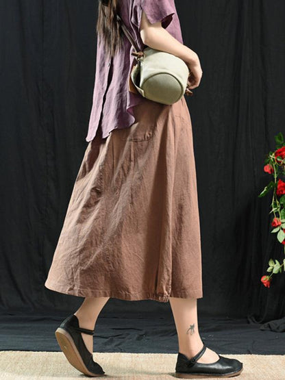 Vintage Casual Linen Skirt