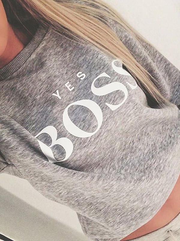 Letter Printed Round-neck Sweatershirt