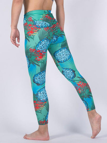 Pineapple Printed Empire Yoga Leggings