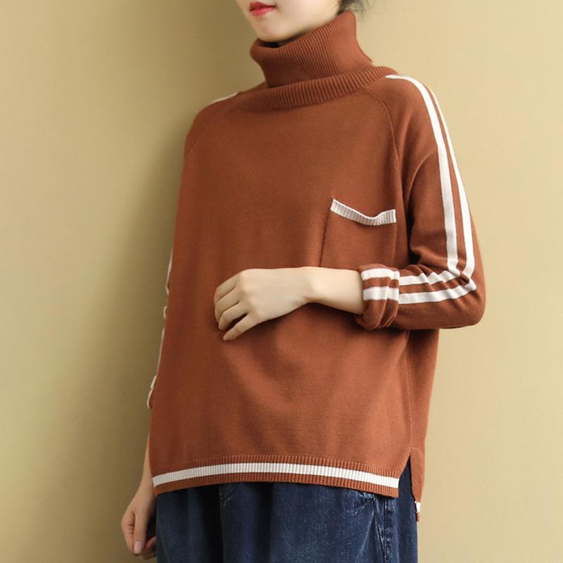 Buykud Striped Single Pocket Casual Comfortable Sweater