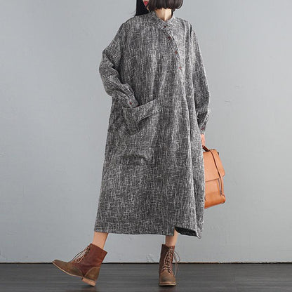 Buykud Large Pocket Irregular Casual Loose Dress