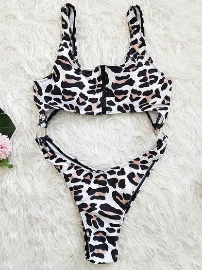 Sexy Hollow Zipper Backless One-Piece Swimwear