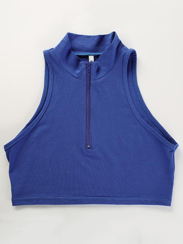 Sexy Wrap Zipper Solid Vest Top