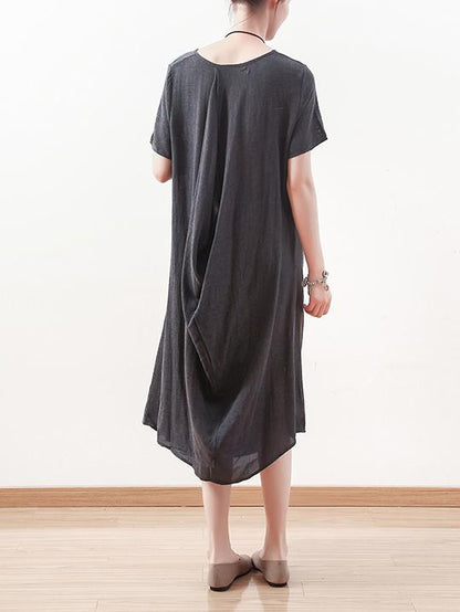 Summer Asymmetric Round-neck Dress