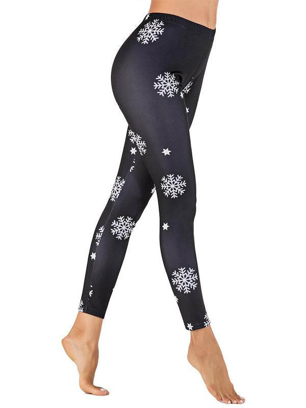 Snowflake Printed Christmas Element Leggings