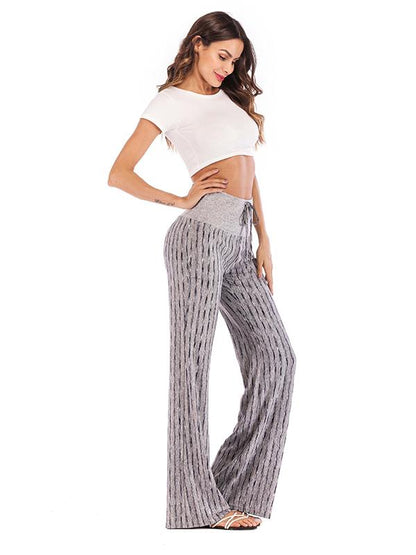 Striped 6 Colors Wide Leg Casual Pants