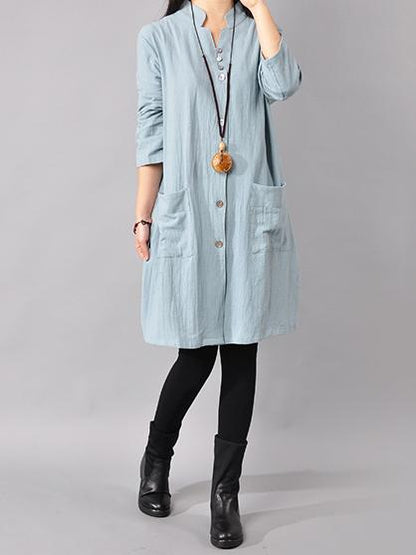 Plus Size Loose Solid Mini Dresses