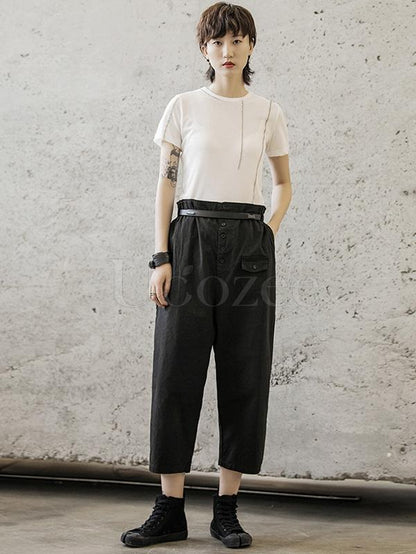 Loose Straight Leg Buttons Pants