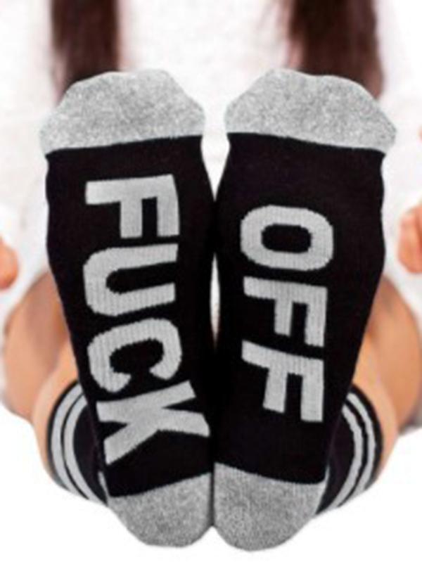 Letter Striped Deodorant Mid-calf Length Socks