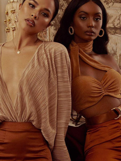 Ruffled Solid Loose V-neck Jumpsuits