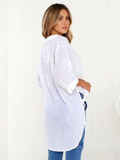 Solid Cropped Bandage V-neck Shirt Top