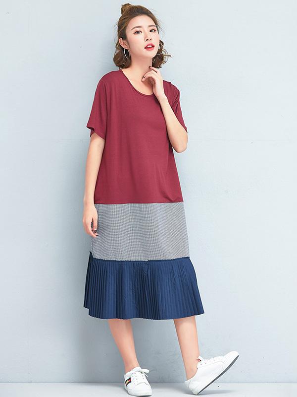 2019 Spring New Loose Split-joint Dress