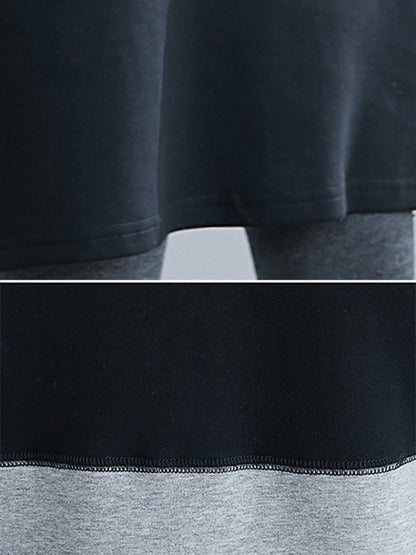 Casual Loose Split-Joint Round-Neck Long Sleeves Mini Dress