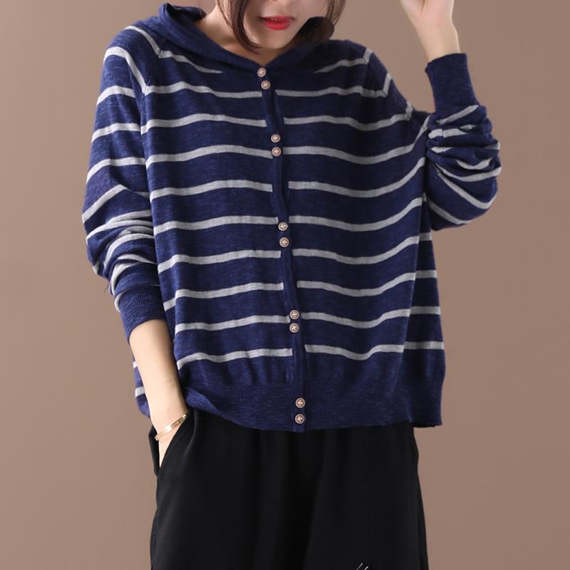 Buykud Soft Comfort Classic Stripe Casual Knitted Hoodie