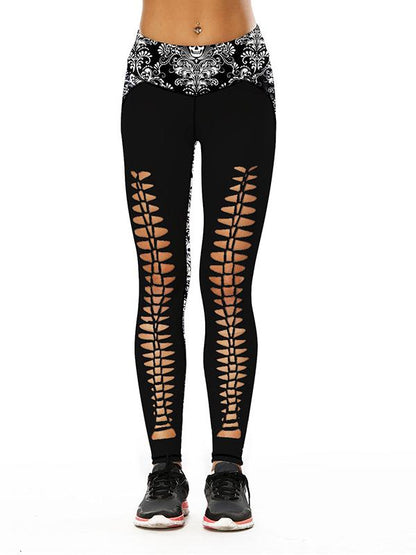 Printed Hollow Sports Leggings