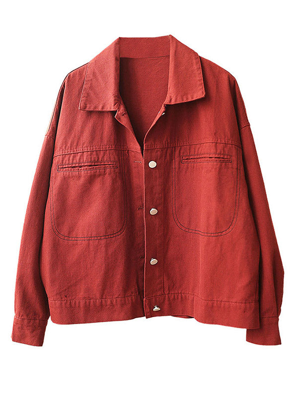 Urban Solid Color Lapel Single Breasted Jacket