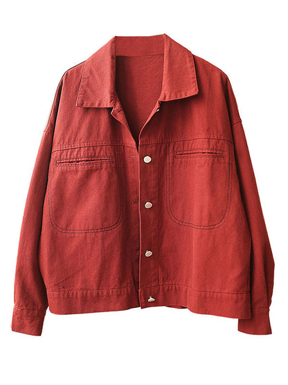 Urban Solid Color Lapel Single Breasted Jacket