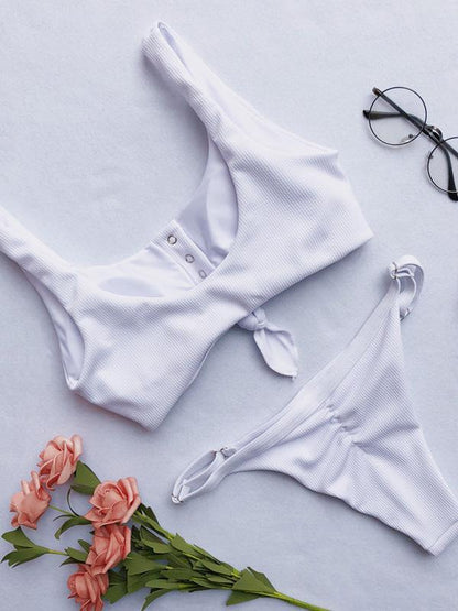 Ribbed Knot Bikinis Swimwear