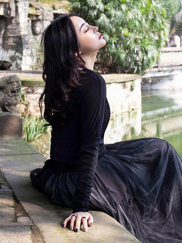 Black Cropped Shirt Top