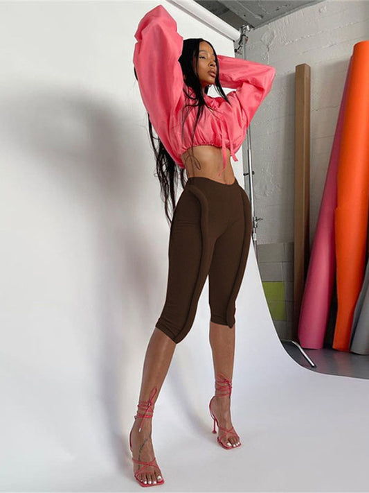 Fluorescent High-Waist Seven-Point Leggings