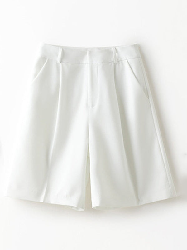 Original Pleats Empire Solid Wide Leg Shorts