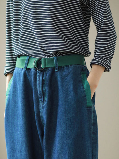Simple Empire Waisted Wide Leg Harem Jean Pants