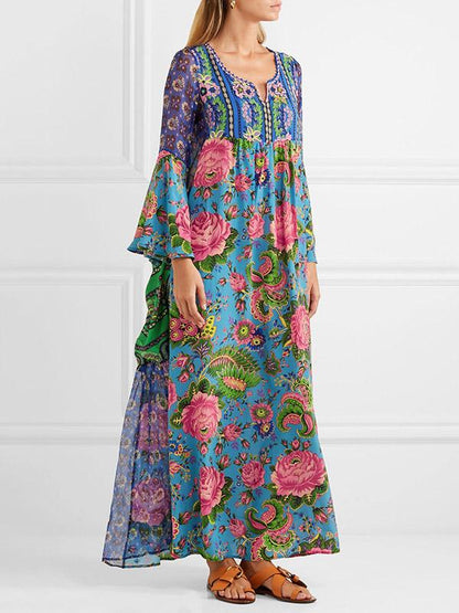 Flared Sleeves V-neck Bohemia Dress