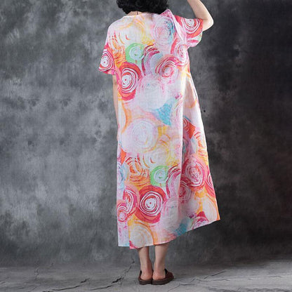 False Two-piece Short Sleeve Printed Summer Dress