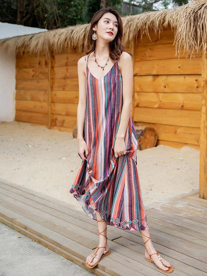 Chic Loose Striped Maxi Dress