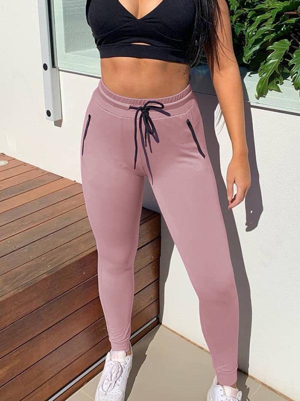 Solid Drawstring Lift-hip Leggings