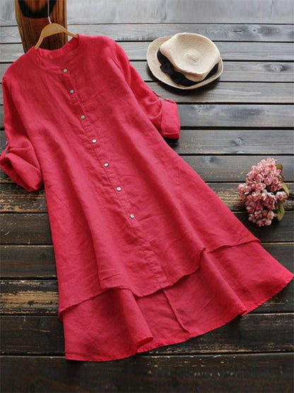 Loose Shirts with Asymmetrical Bottom Blouses