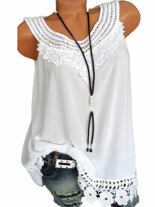 Short Cotton T-Shirt Lace Embroidered