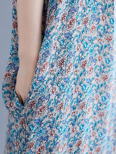 New Printed Batwing Sleeve Maxi Dress