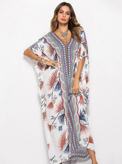 Loose Floral Printed Beach Kaftans