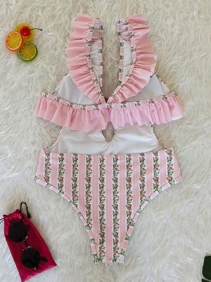 Falbala Bandage Sexy One Piece Swimwear