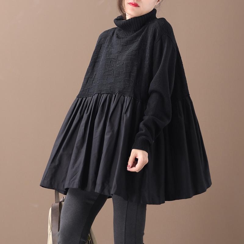 Buykud Pleated Spliced Solid Color Pullover Blouse