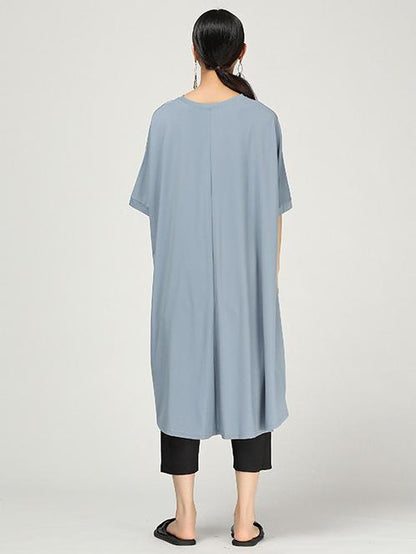 Retro Irregular Cotton Long T-shirt
