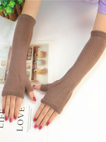 Knitted Half Finger Long Gloves Accessories