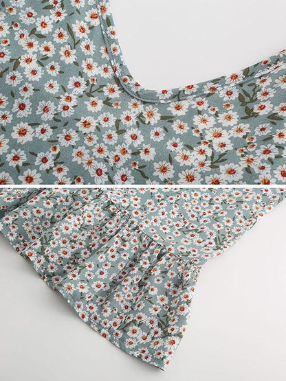 Falbala Split-joint Printed Condole Belt Dress