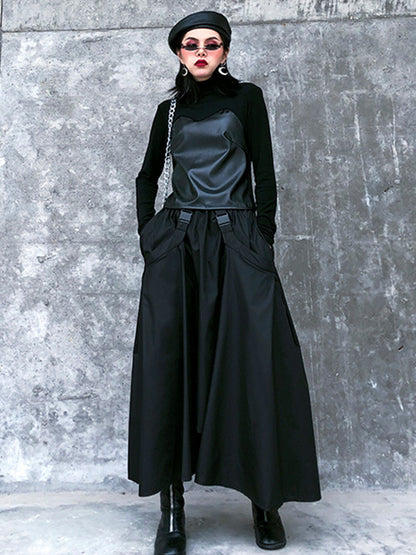 Original Cool Solid Color Loose A-Line Skirt