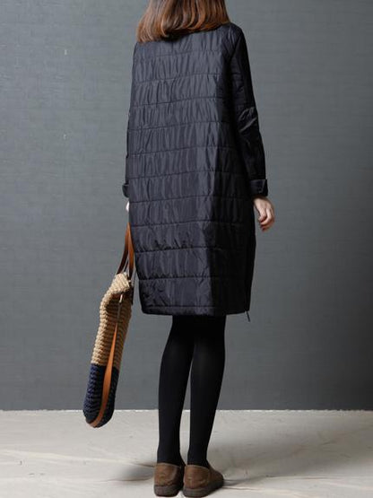Black&Gray Loose Quilted High-neck Short Dress