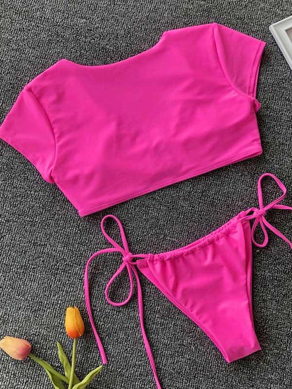 Leopard Snakeskin Plain Bikini Swimsuit