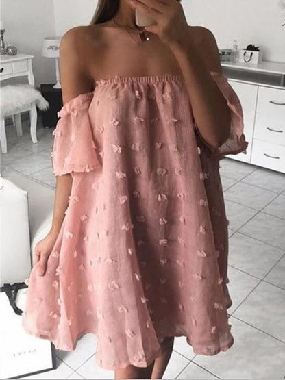 2 Colors Off-the-shoulder Mini Dress