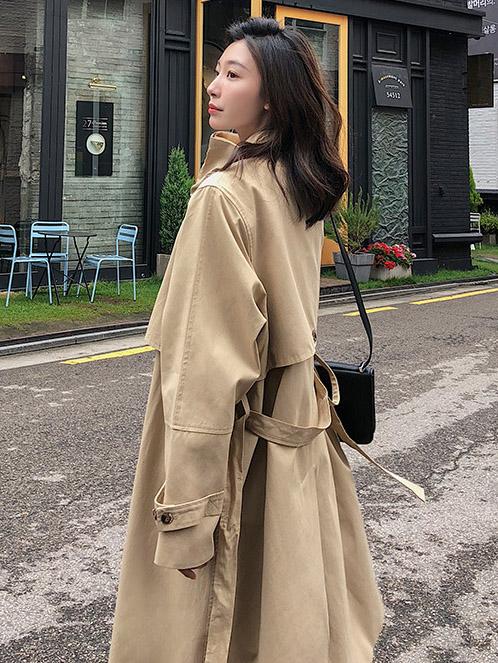 Casual Chic Khaki Long Coat